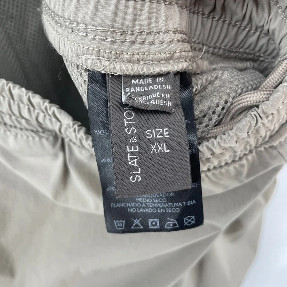 Slate‎ & Stone Mens XXL Swim Trunks Beige Elastic Waist Mesh Lined Nylon 6.5
